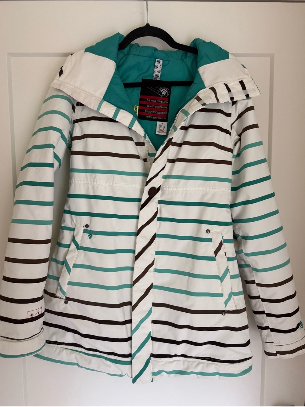 Burton Striped Teal & White Women's Snowboarding Jacket